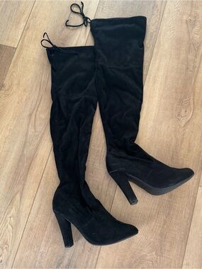 Steve Madden Black Over-the-Knee Suede High Heel Boots